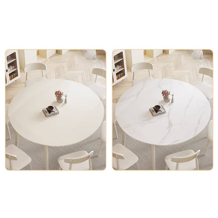 Rectangular Extendable Dining Table with Sintered Stone Top & Rubber Wood Frame for 6-8 Seaters ybn-391