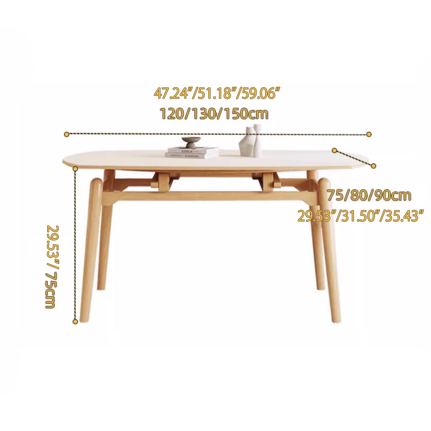 Rectangular Extendable Dining Table with Sintered Stone Top & Rubber Wood Frame for 6-8 Seaters ybn-391