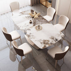 Elegant White Sintered Stone Dining Table - Durable & Stylish Furniture ybn-393