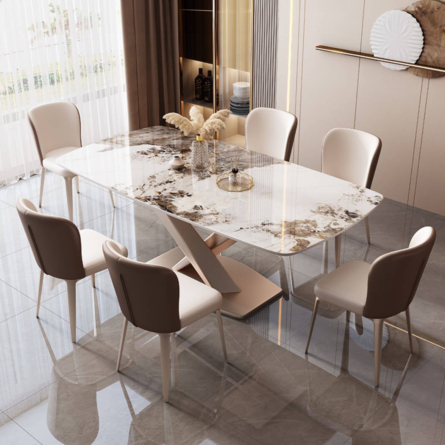 Elegant White Sintered Stone Dining Table - Durable & Stylish Furniture ybn-393