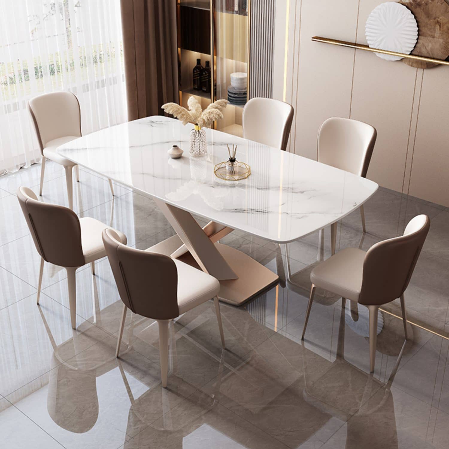 Elegant White Sintered Stone Dining Table - Durable & Stylish Furniture ybn-393