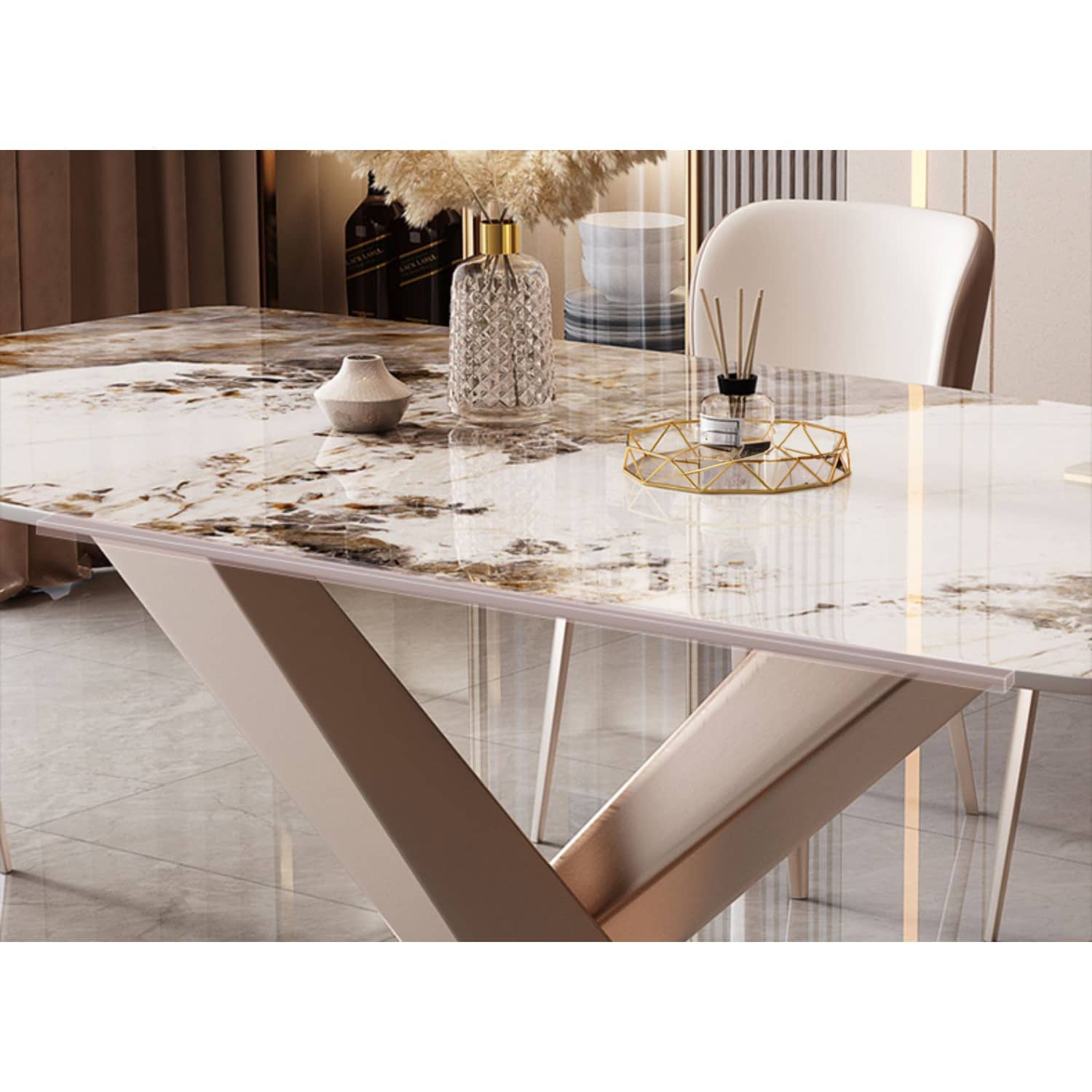 Elegant White Sintered Stone Dining Table - Durable & Stylish Furniture ybn-393