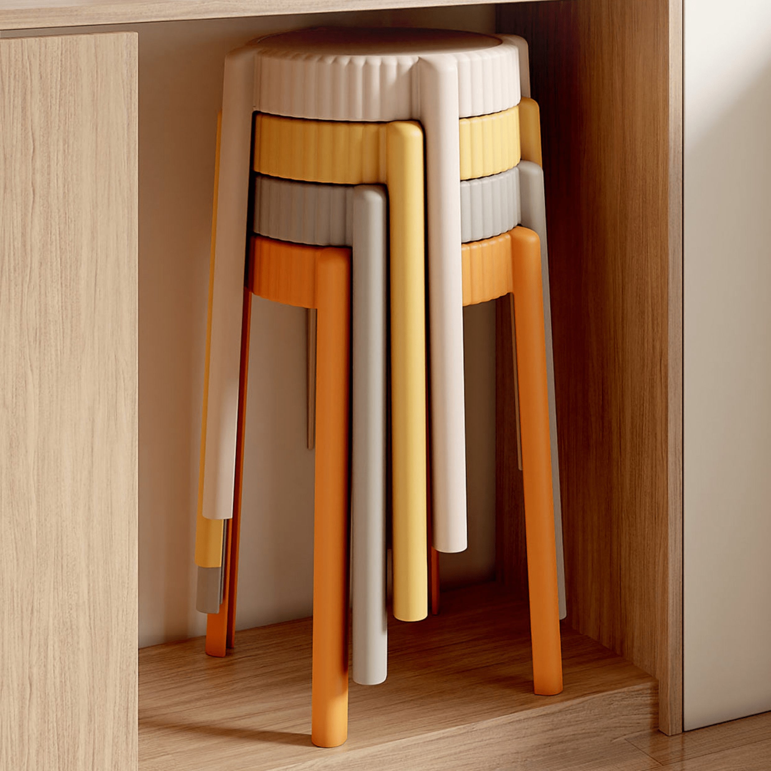 Vibrant Multi-Color Stool Collection: Off White, Black, Gray, Khaki, Dark Brown, Light Yellow, Orange, Green ym-623