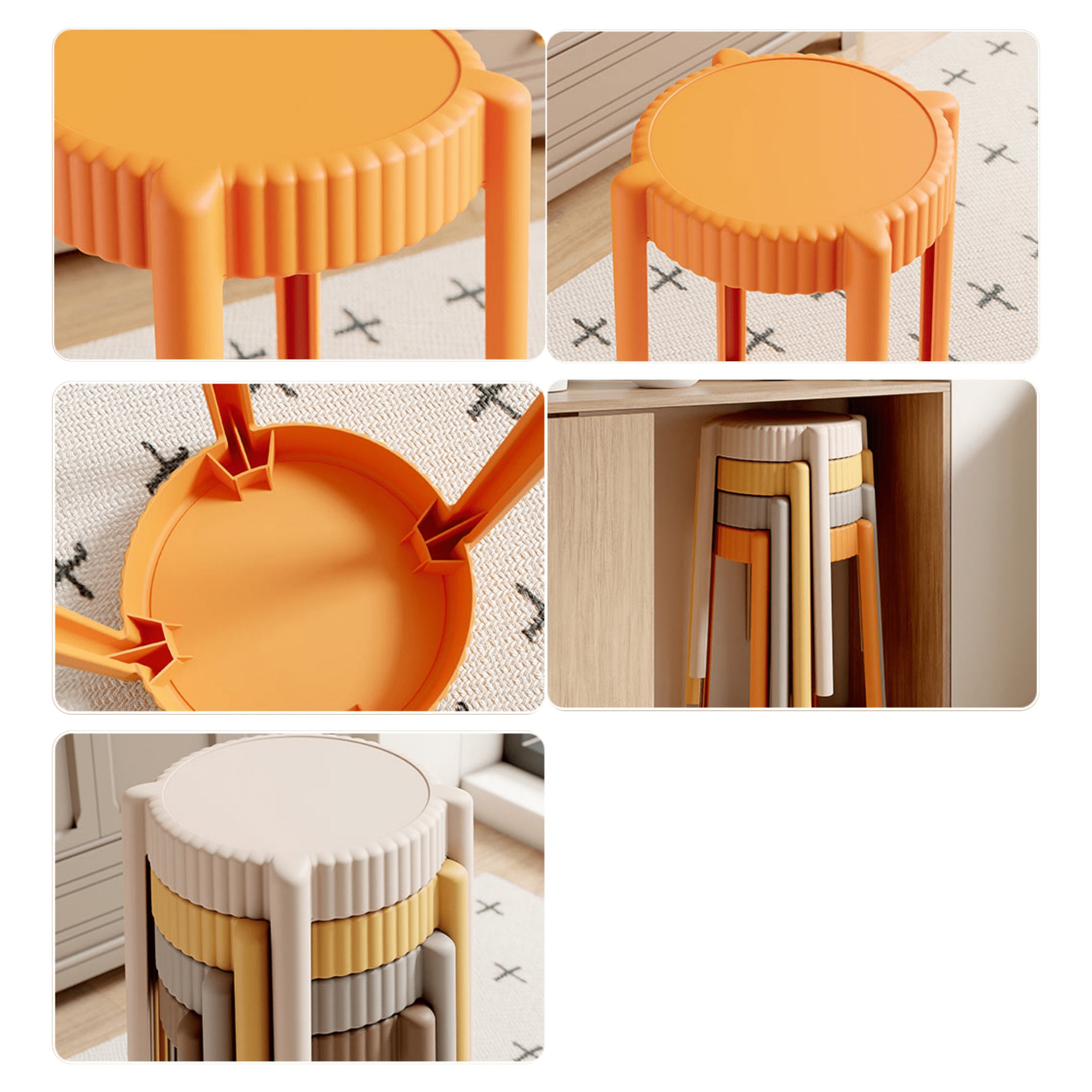 Vibrant Multi-Color Stool Collection: Off White, Black, Gray, Khaki, Dark Brown, Light Yellow, Orange, Green ym-623