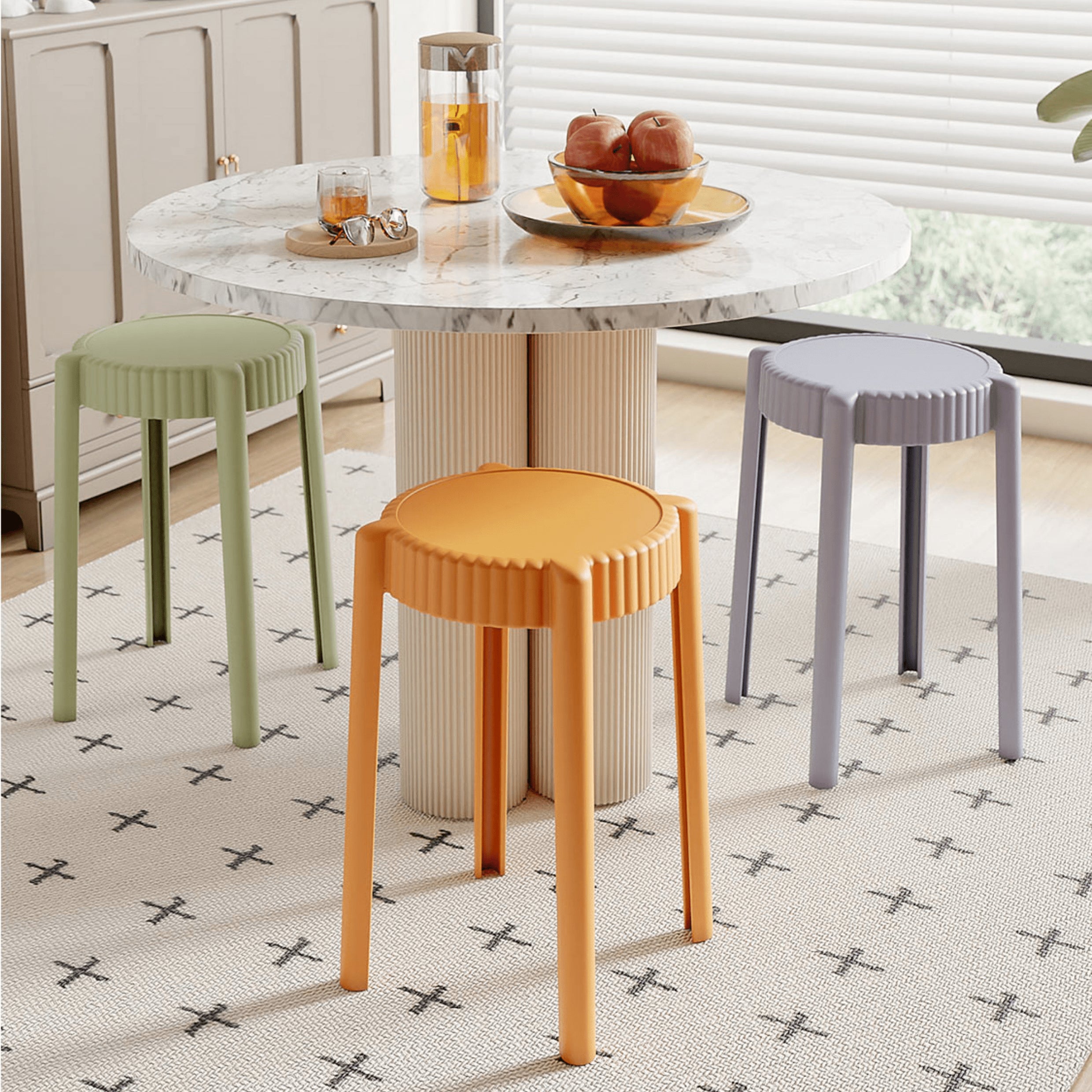 Vibrant Multi-Color Stool Collection: Off White, Black, Gray, Khaki, Dark Brown, Light Yellow, Orange, Green ym-623