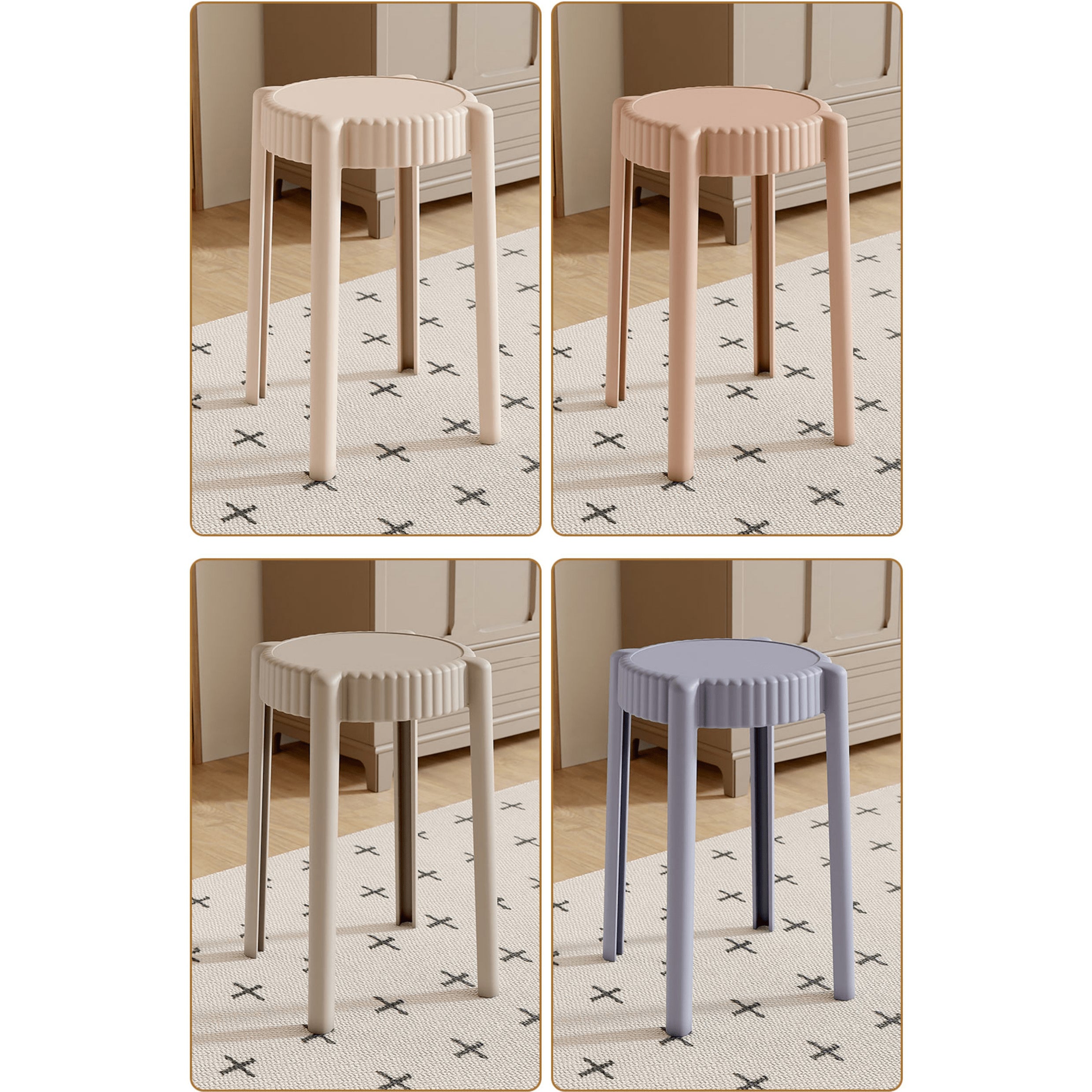 Vibrant Multi-Color Stool Collection: Off White, Black, Gray, Khaki, Dark Brown, Light Yellow, Orange, Green ym-623