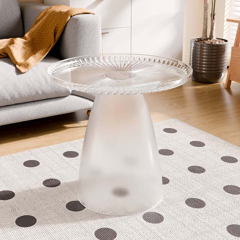 Elegant Transparent End Table - Modern Design in Gray, Brown, Pink, Off White - Durable PET Material ym-628