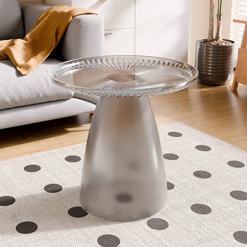 Elegant Transparent End Table - Modern Design in Gray, Brown, Pink, Off White - Durable PET Material ym-628