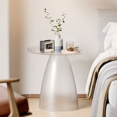 Elegant Transparent End Table - Modern Design in Gray, Brown, Pink, Off White - Durable PET Material ym-628