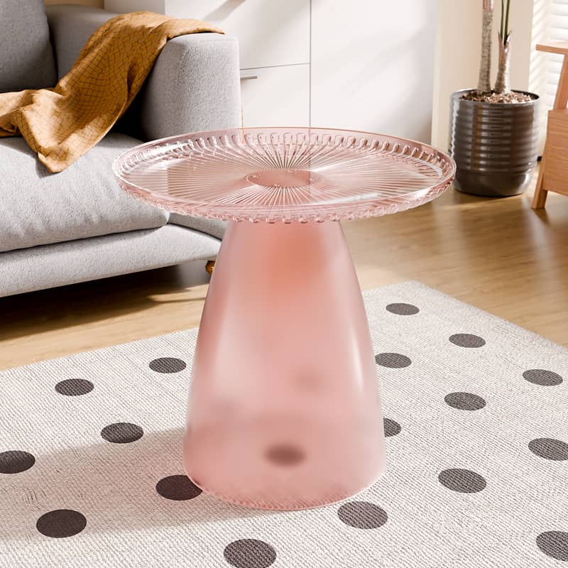 Elegant Transparent End Table - Modern Design in Gray, Brown, Pink, Off White - Durable PET Material ym-628