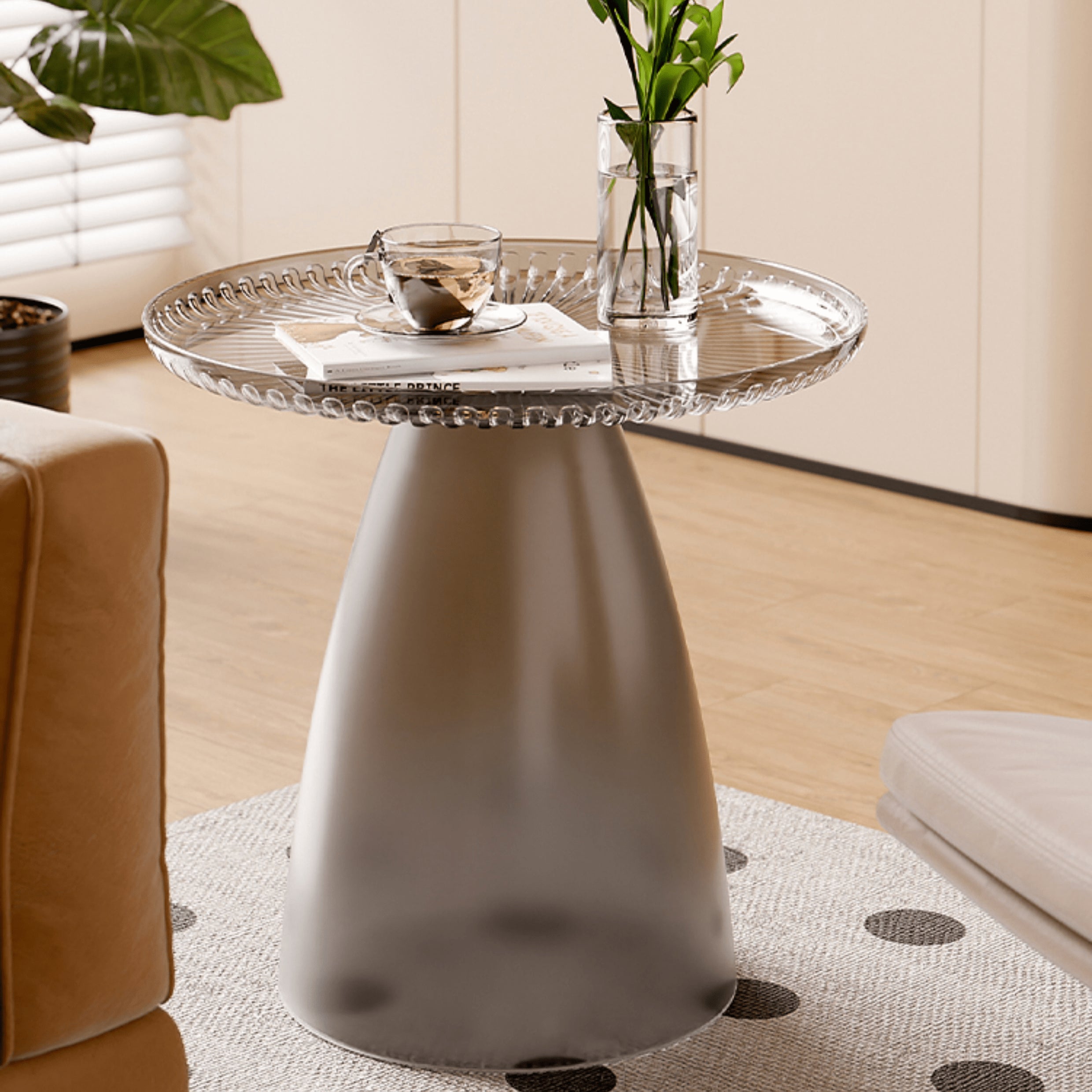 Elegant Transparent End Table - Modern Design in Gray, Brown, Pink, Off White - Durable PET Material ym-628