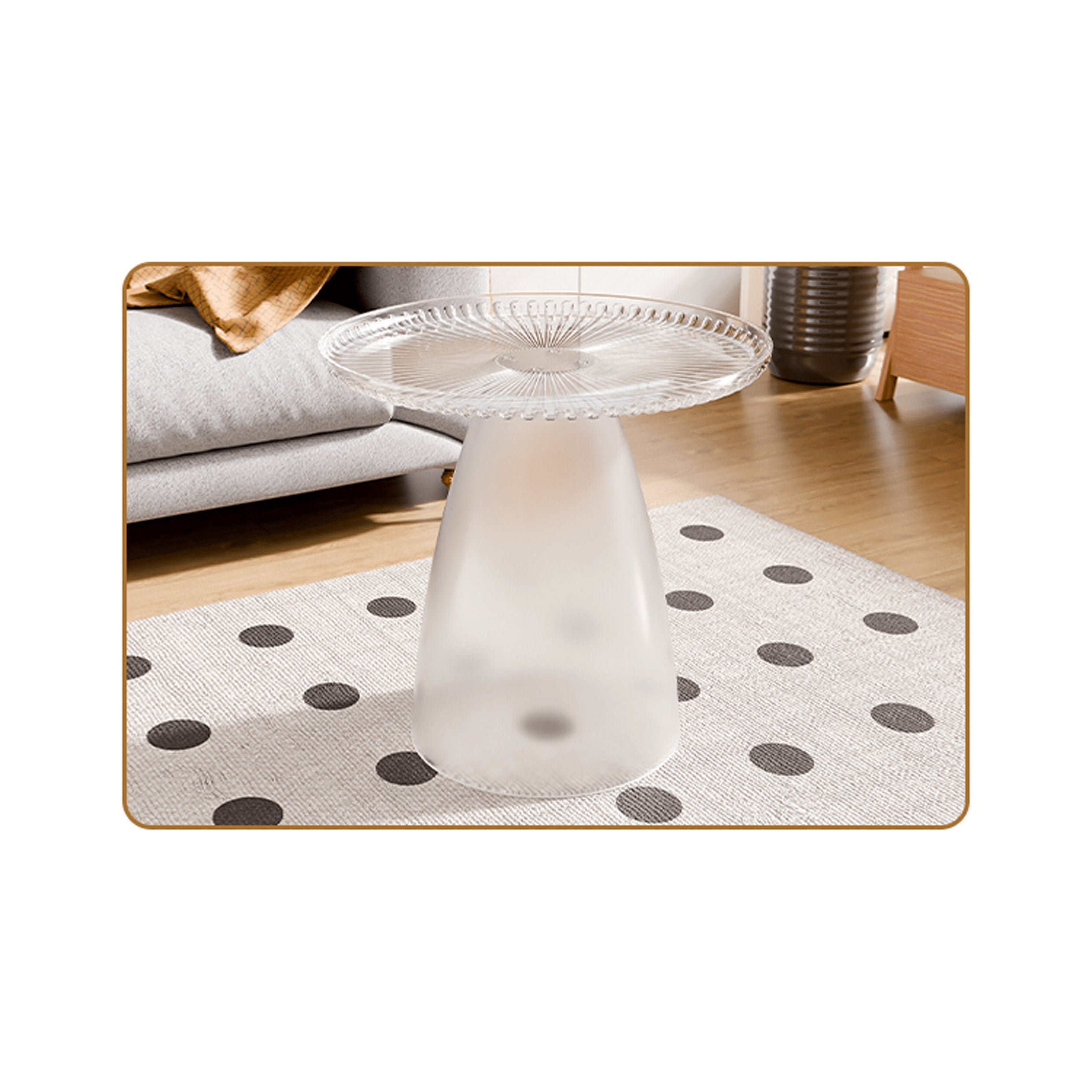 Elegant Transparent End Table - Modern Design in Gray, Brown, Pink, Off White - Durable PET Material ym-628