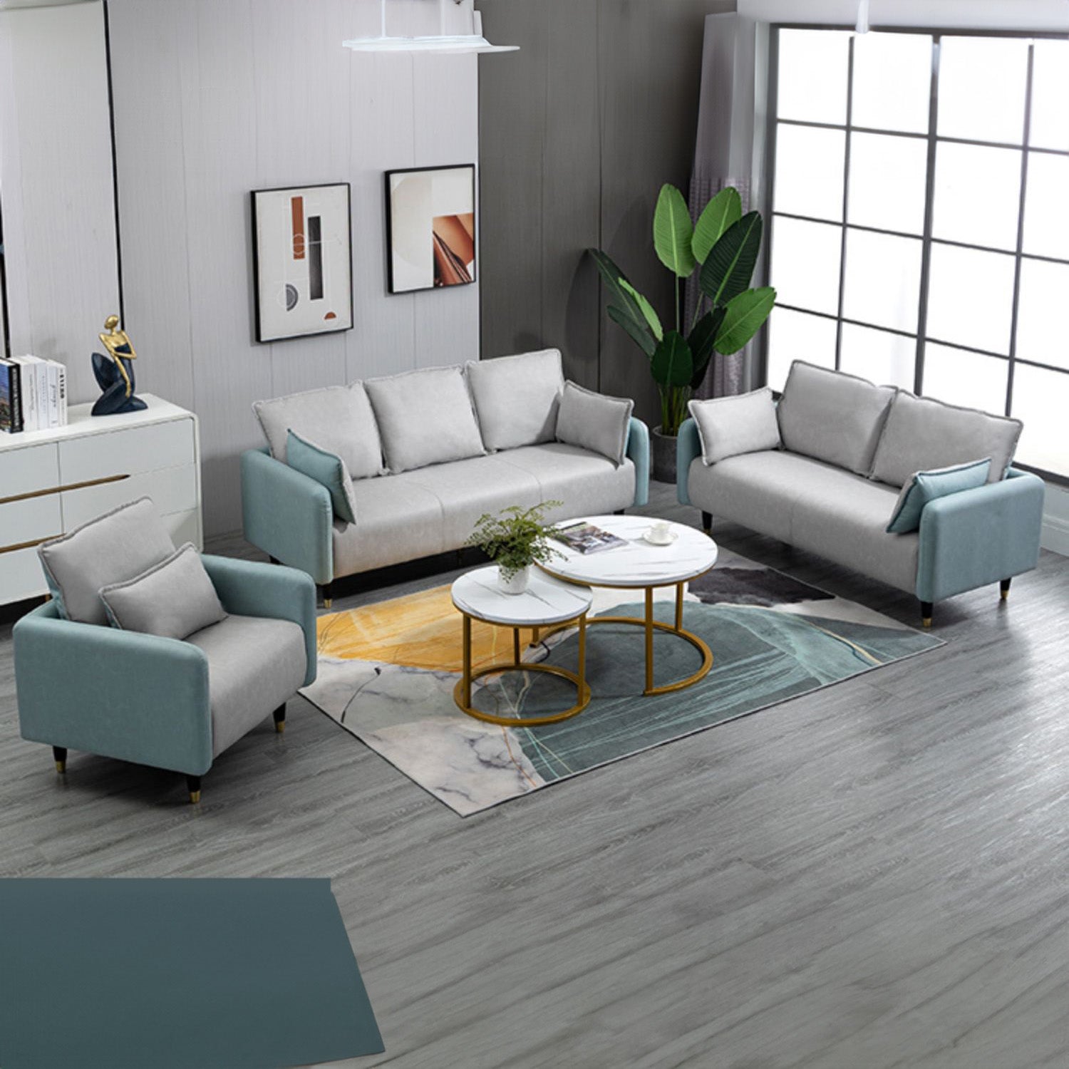 Contemporary Multi-Color Sofa Set with Cotton Filling & Wooden Base for LIvingroom yr-120