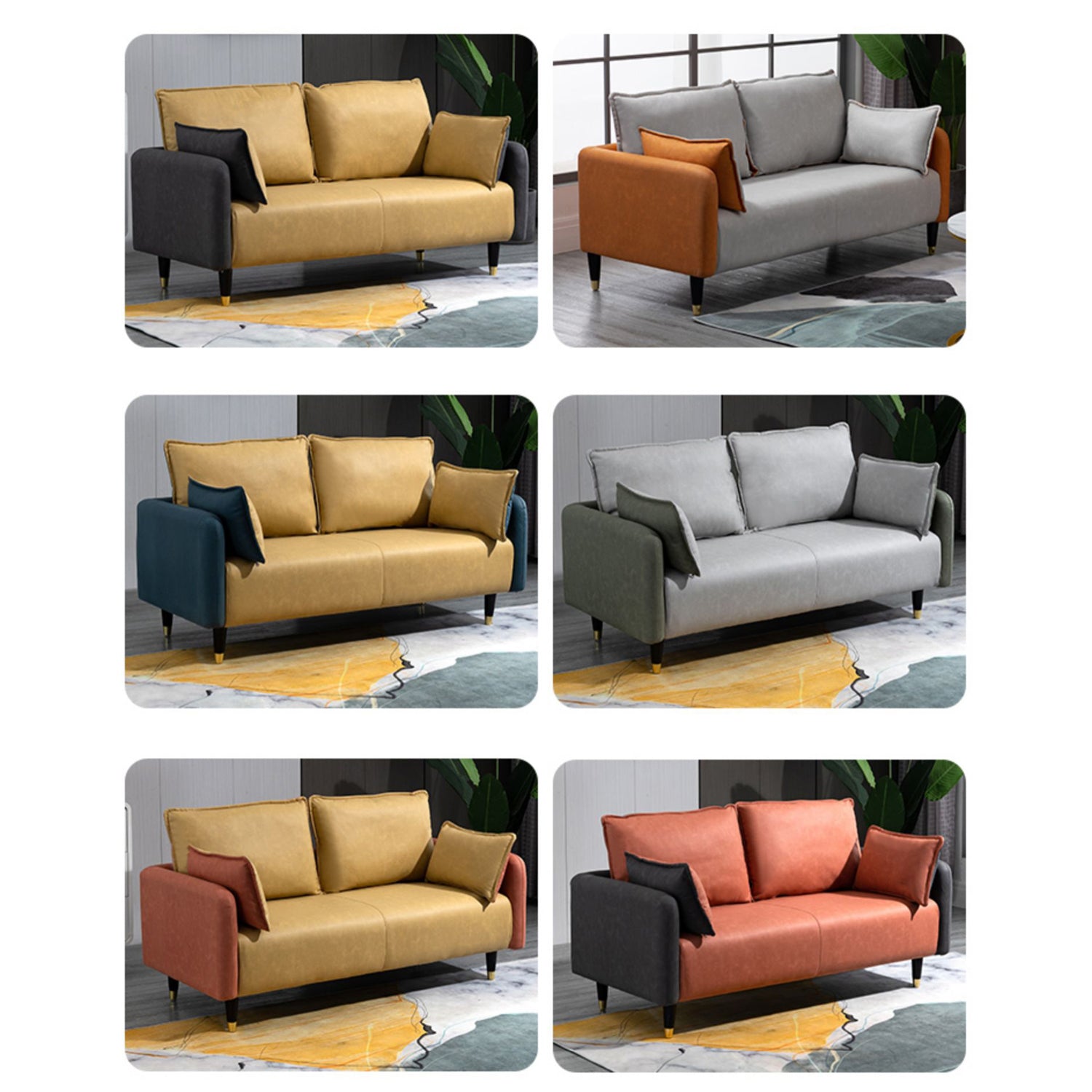 Contemporary Multi-Color Sofa Set with Cotton Filling & Wooden Base for LIvingroom yr-120