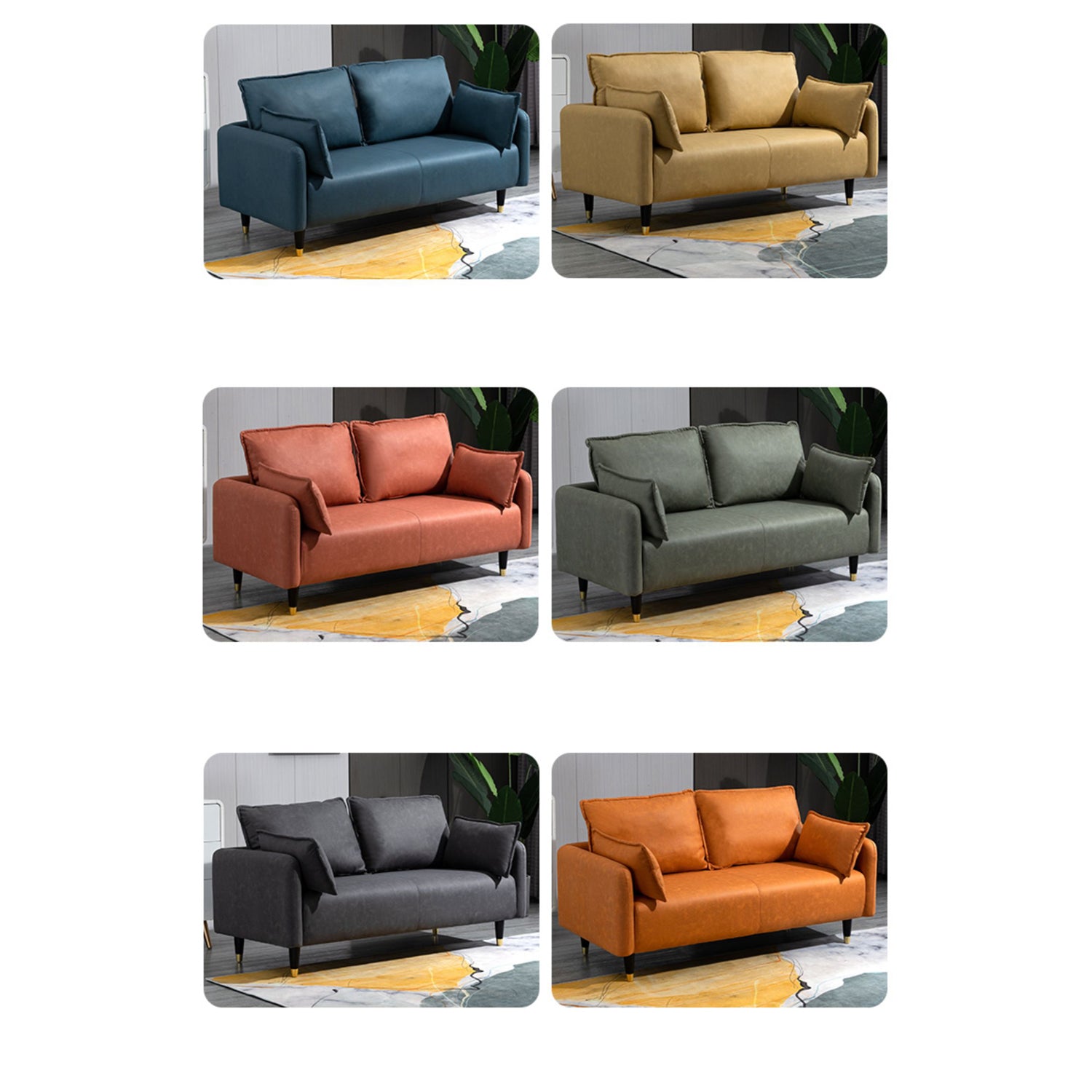 Contemporary Multi-Color Sofa Set with Cotton Filling & Wooden Base for LIvingroom yr-120