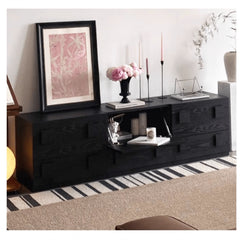 Sleek Black Particle Board Cabinet - Modern Design Storage Solution yw-167