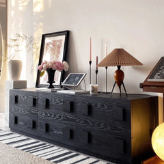 Sleek Black Particle Board Cabinet - Modern Design Storage Solution yw-167