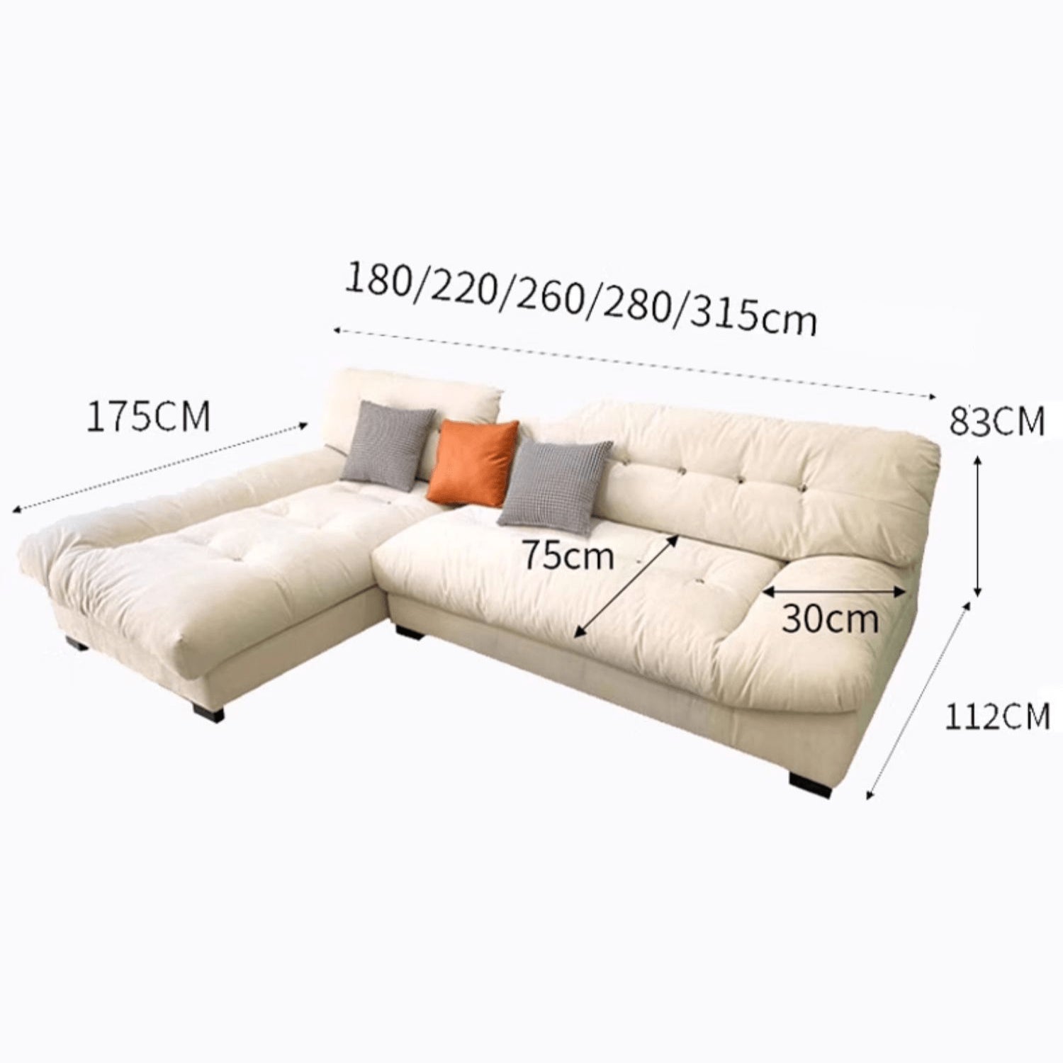 Modern White & Dark Gray Sofa with Scratch-Resistant Fabric - Durable Particle Board Frame yw-168