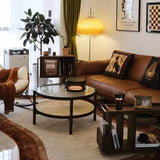 Modern Round Coffee Table Two-Tier for Storage with Glass Top - Stylish Design for LIvingroom yw-169