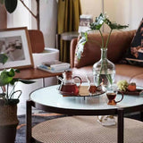 Modern Round Coffee Table Two-Tier for Storage with Glass Top - Stylish Design for LIvingroom yw-169