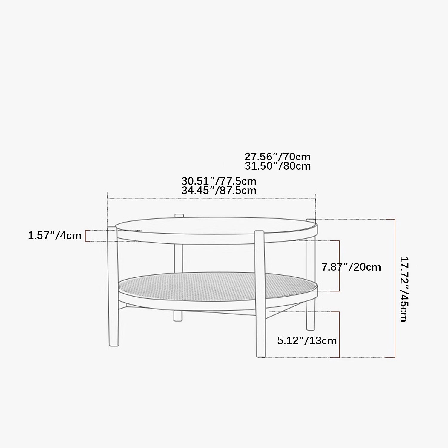 Modern Round Coffee Table Two-Tier for Storage with Glass Top - Stylish Design for LIvingroom yw-169