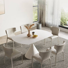 Round Foldable Dining Table with Sintered Stone Top & Metal Pedestal for 6 yw-171