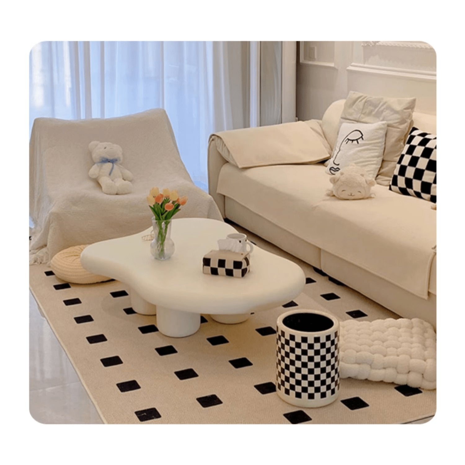 Creamy Abstract Coffee Table - Lovely & Durable Design for LIvingroom yw-178