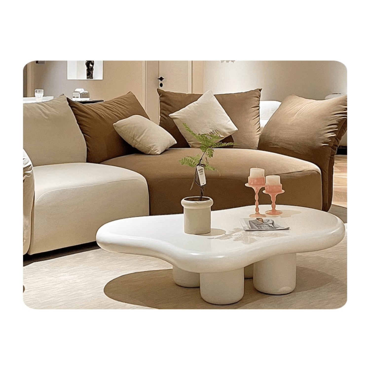 Creamy Abstract Coffee Table - Lovely & Durable Design for LIvingroom yw-178