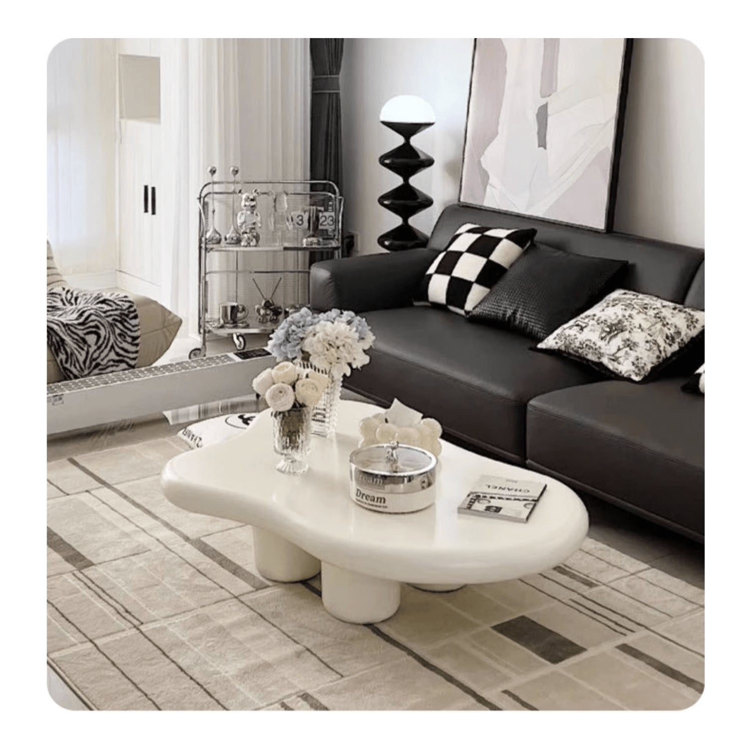 Creamy Abstract Coffee Table - Lovely & Durable Design for LIvingroom yw-178