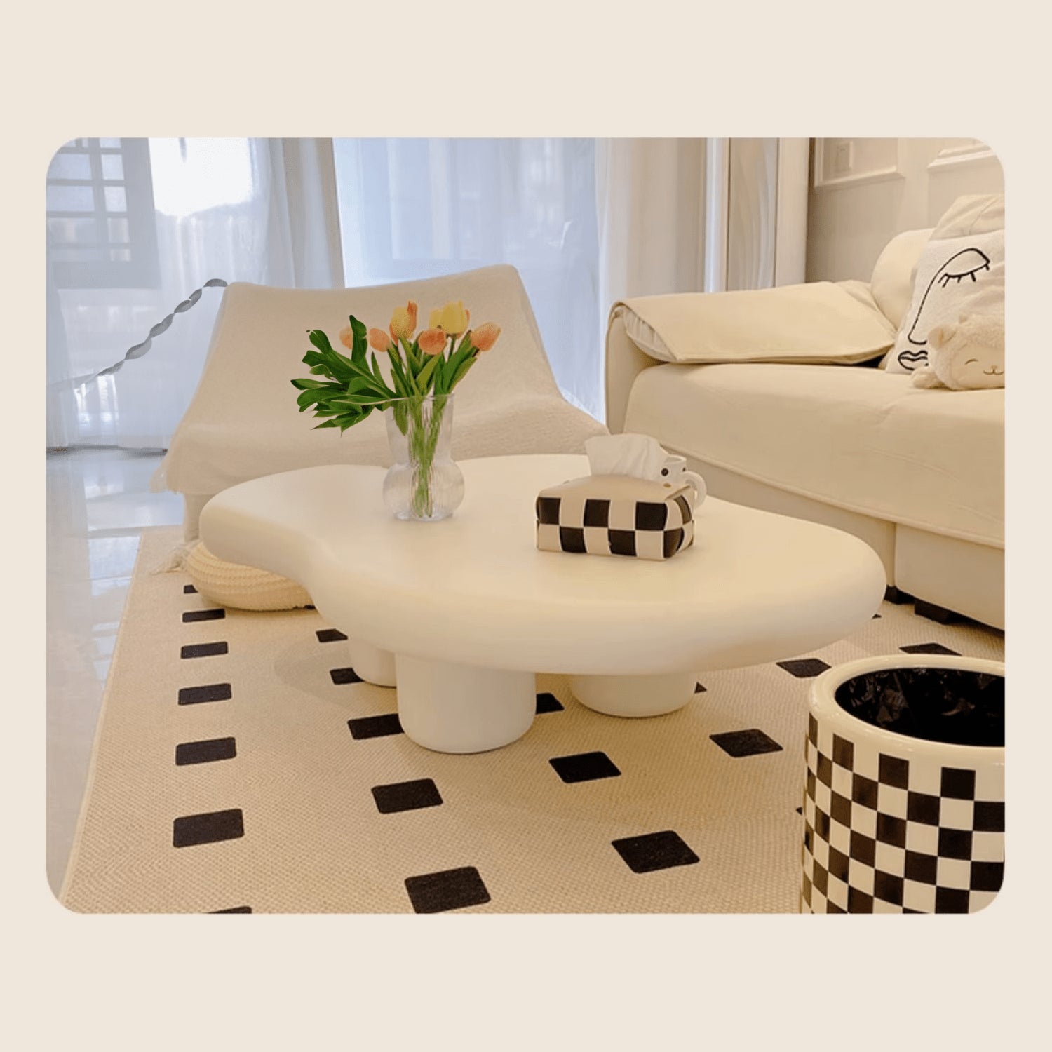 Creamy Abstract Coffee Table - Lovely & Durable Design for LIvingroom yw-178