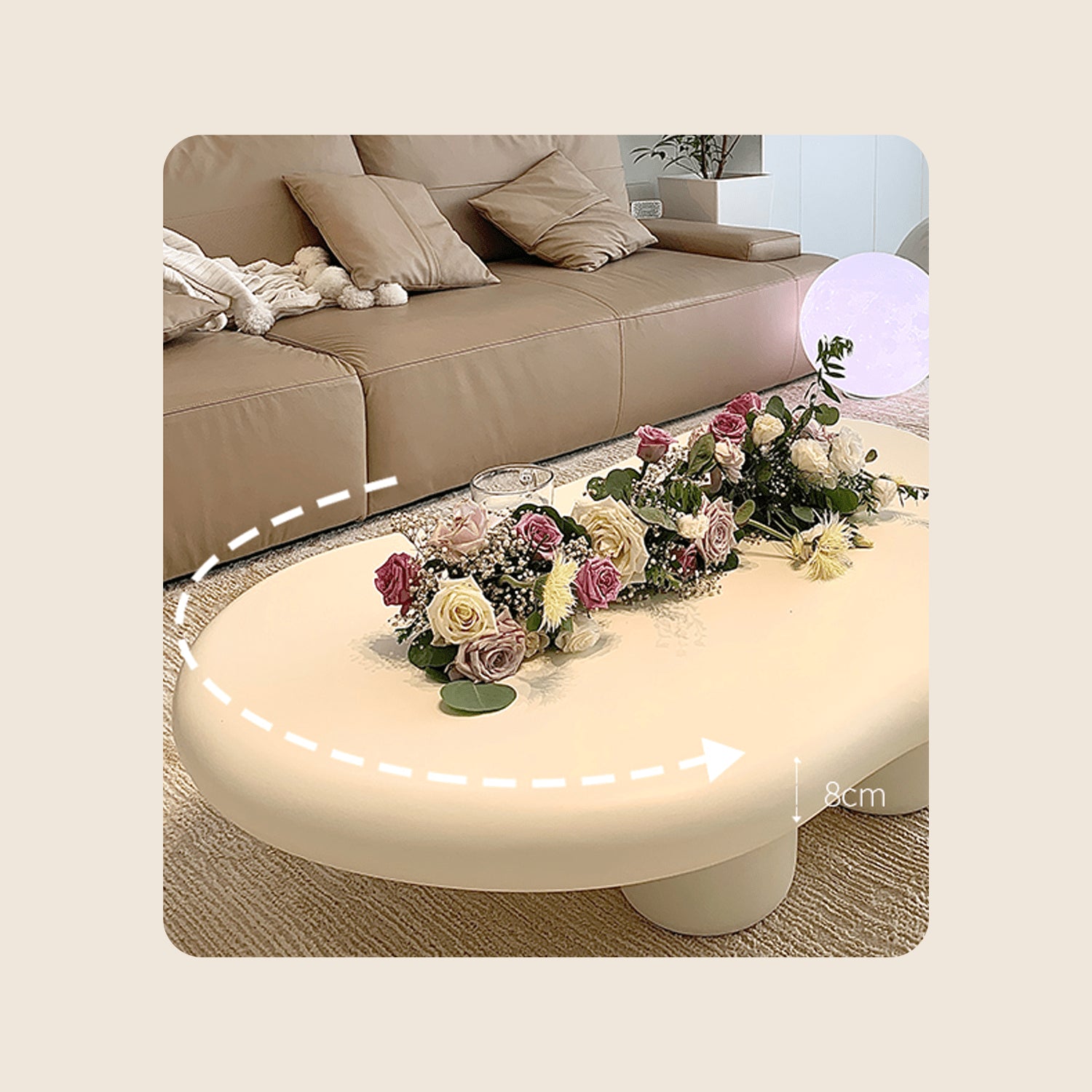 Creamy Abstract Coffee Table - Lovely & Durable Design for LIvingroom yw-178