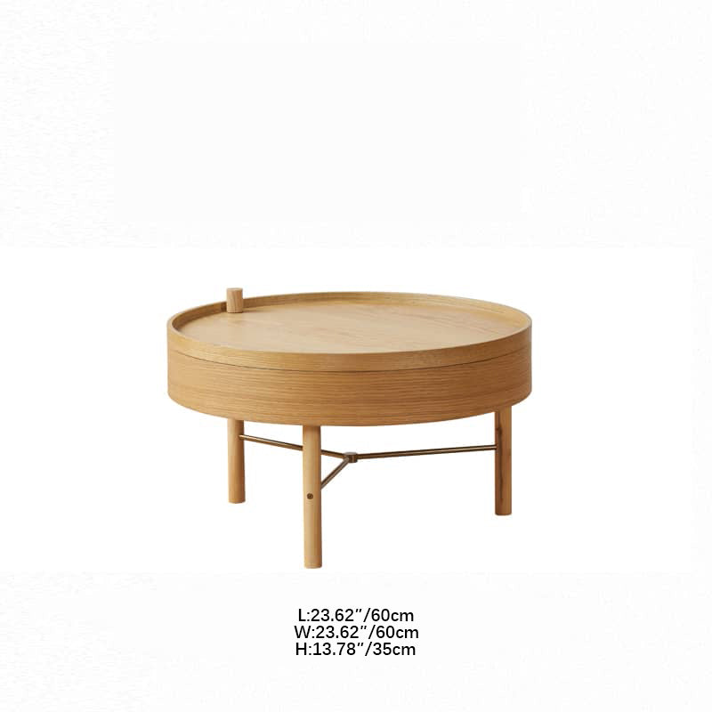 Modern Black Round Coffee Table with Rotatable Desktop - Stylish & Functional yw-179