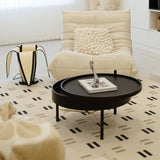 Modern Black Round Coffee Table with Rotatable Desktop - Stylish & Functional yw-179