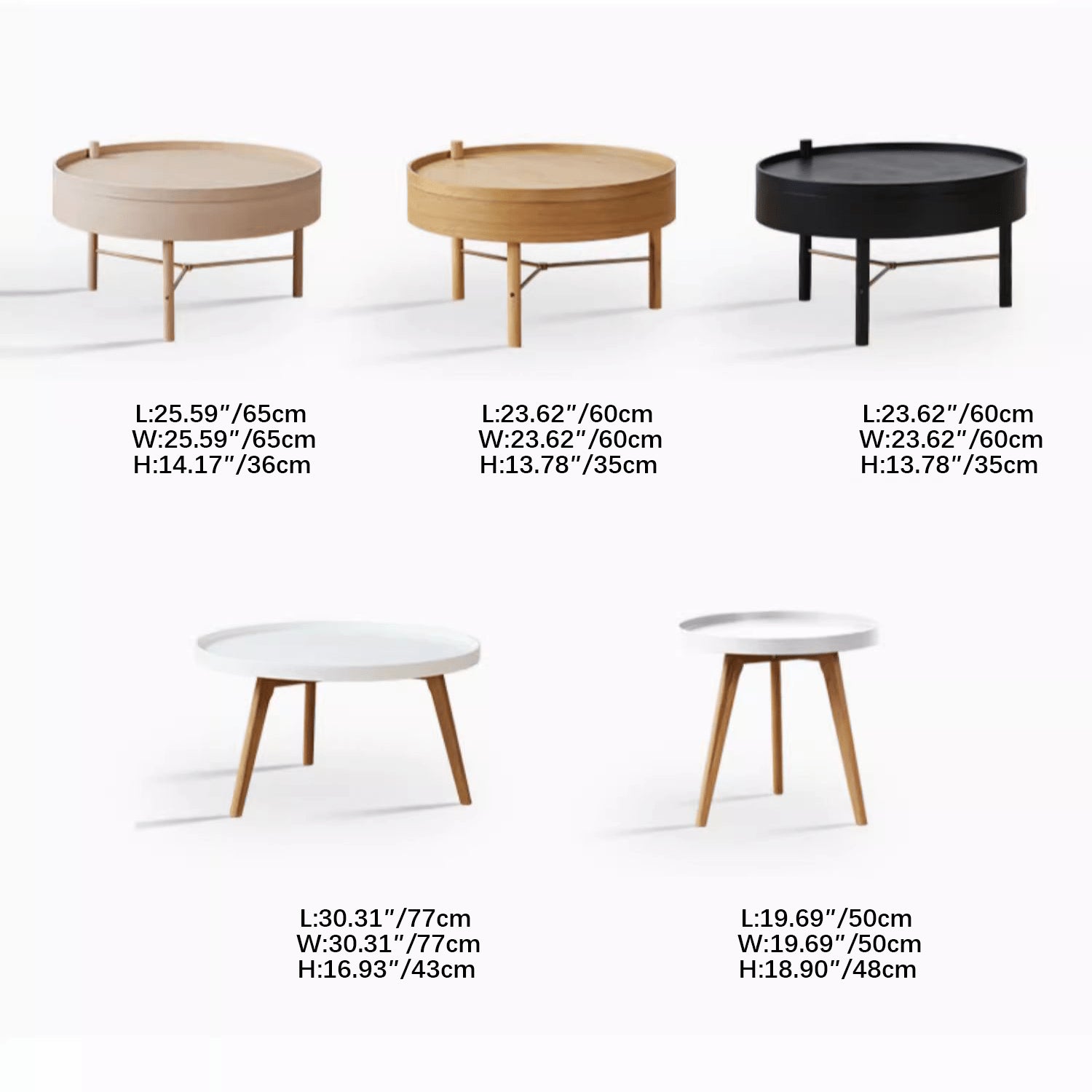Modern Black Round Coffee Table with Rotatable Desktop - Stylish & Functional yw-179