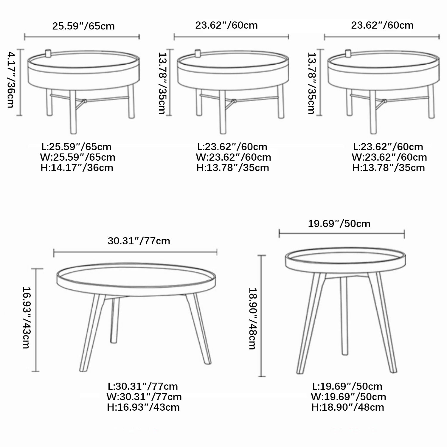 Round Oak Wood Coffee Table with Rotatable Top for Storage - Stylish Design for LIvingroom yw-180