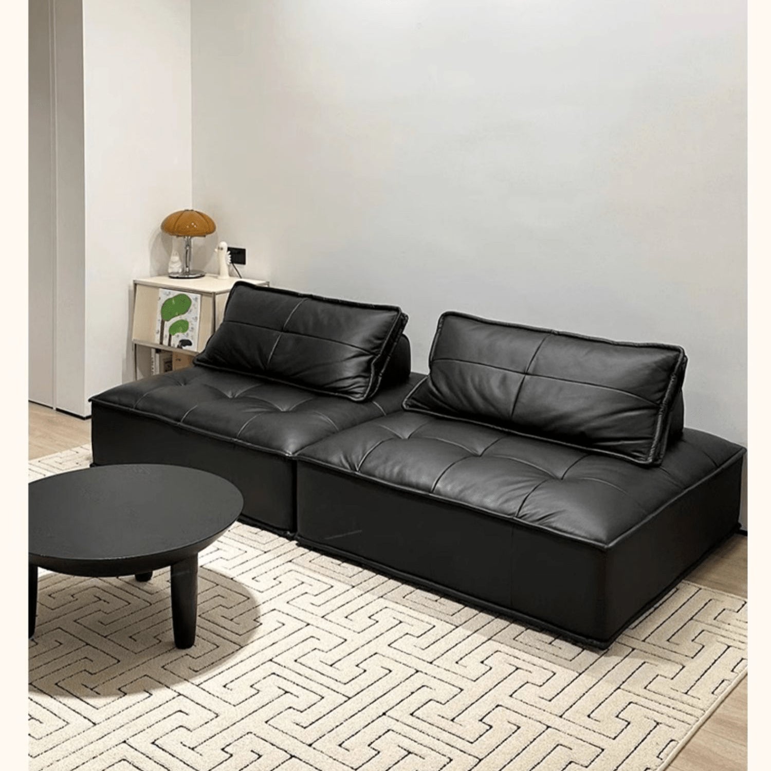 Stylish Modern Sofa in Light Gray and Brown Techno Fabric - Sleek Black Accents yw-181