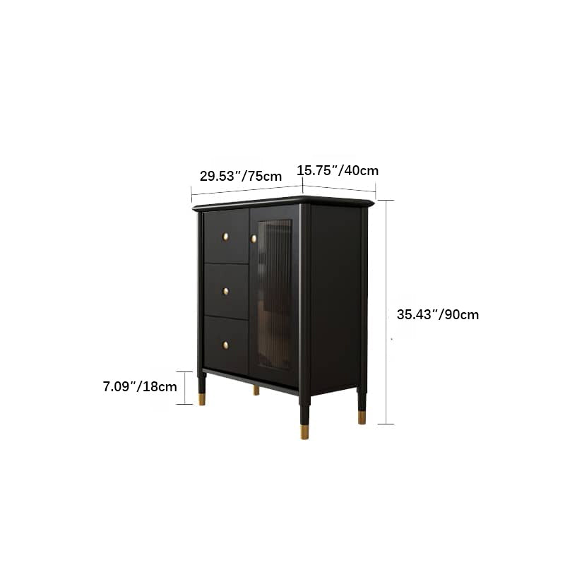 Stunning Black Oak Glass Display Cabinet with Sleek Particle Board Shelves yw-183