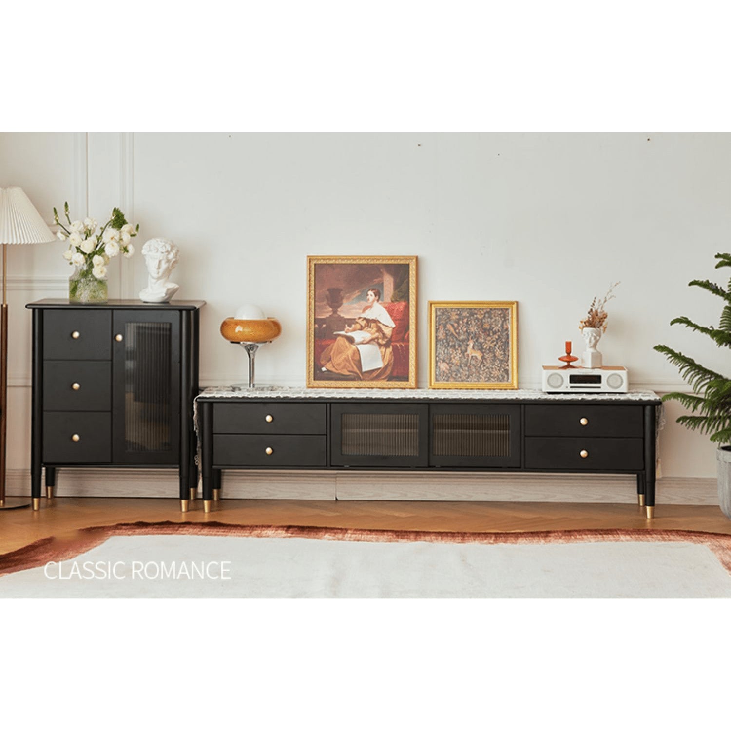 Sleek Black TV Cabinet - Modern Oak & Glass Design for Stylish Living Rooms yw-182