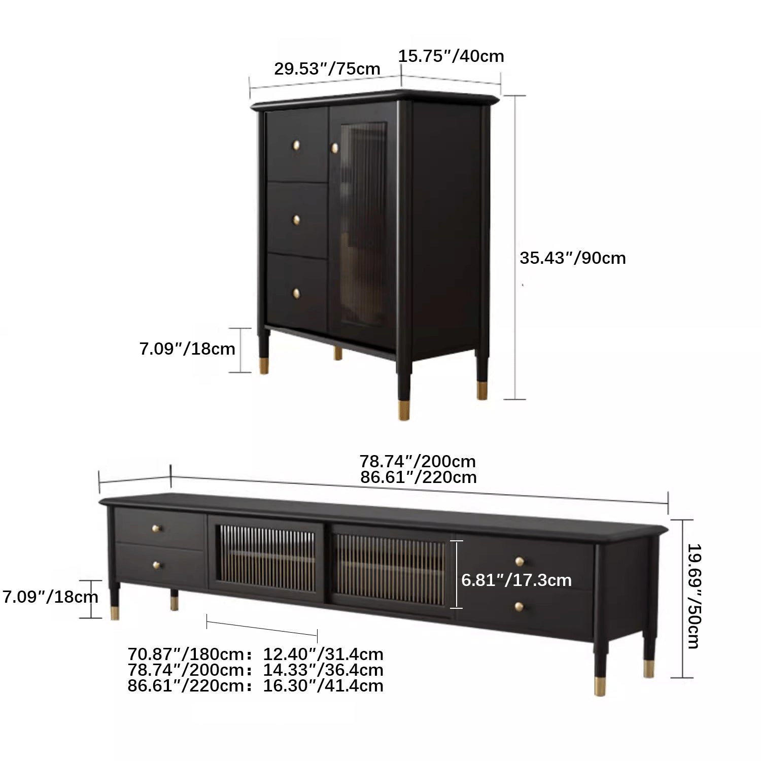 Sleek Black TV Cabinet - Modern Oak & Glass Design for Stylish Living Rooms yw-182