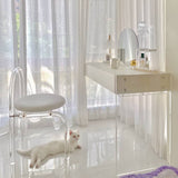 Modern White Vanity Stool with Back Velvet Upholstered Acrylic Chair for Bedroom  yw-186