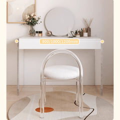 Modern White Vanity Stool with Back Velvet Upholstered Acrylic Chair for Bedroom  yw-186