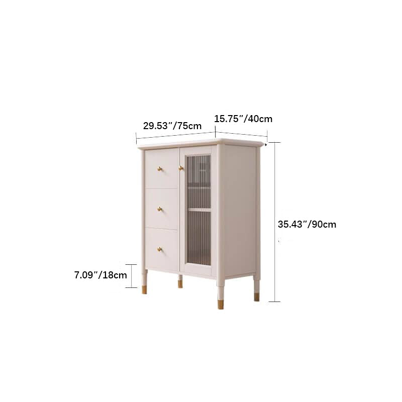 Oak Glass Door White Particle Board Cabinet - Sleek & Modern Storage Solution yw-190