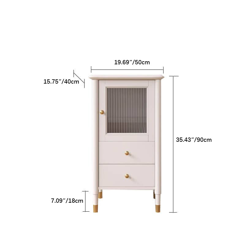 Sleek Oak Cabinet with Glass Doors - Modern White Particle Board Design yw-191