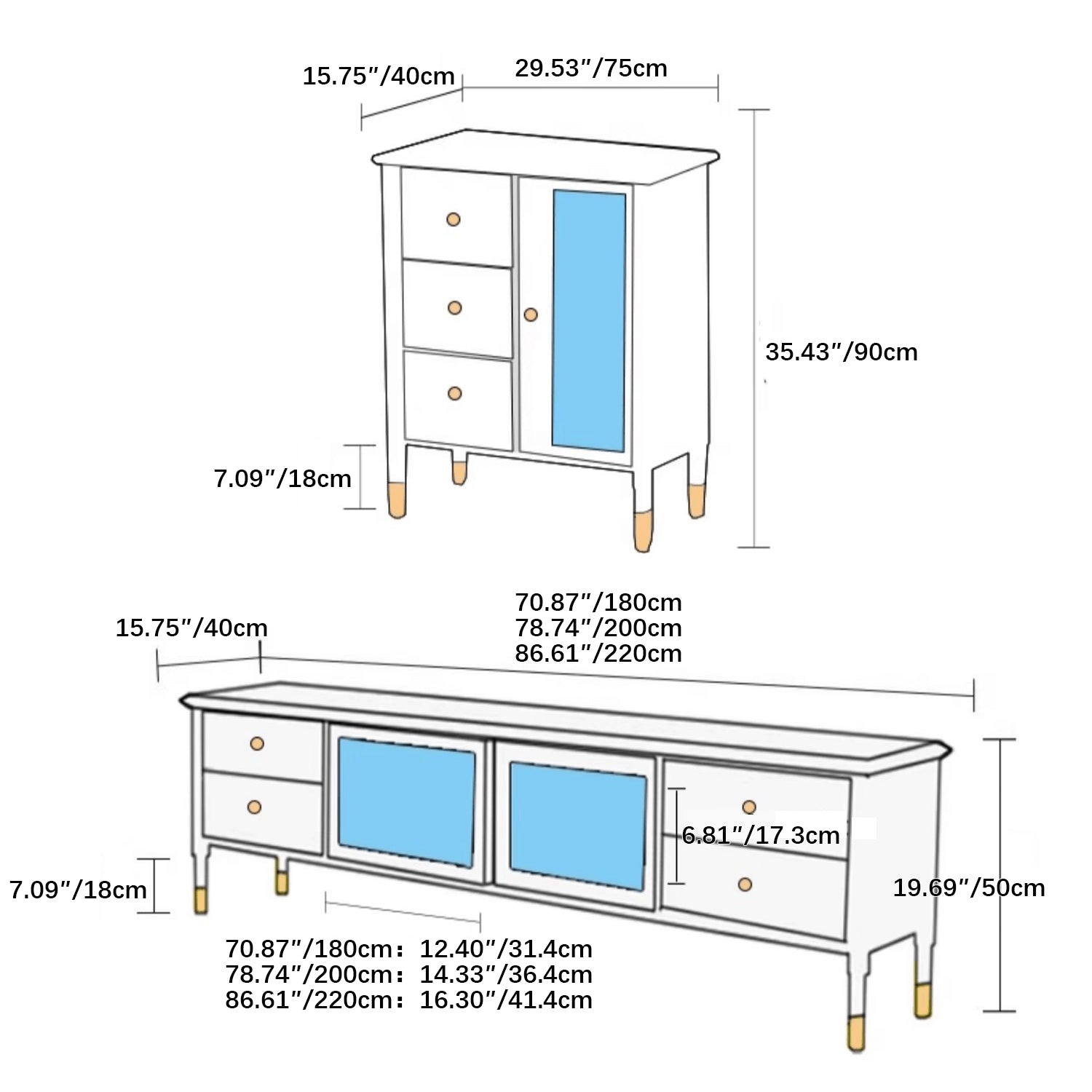 Oak Glass Door White Particle Board Cabinet - Sleek & Modern Storage Solution yw-190