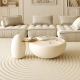 Creamy Round Coffee Table and Side Table Set – Cute Design for Your Living Room Décor yw-195