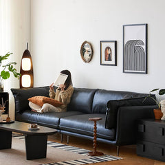 Modern Techno Fabric Sofa in Black, Light Brown, and White - Contemporary Elegant Design yw-196