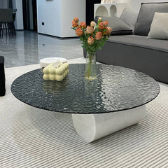 Round Coffee Table with Glass Top and Abstract Legs - Stylish & Fashionable Design for Living Room yw-198