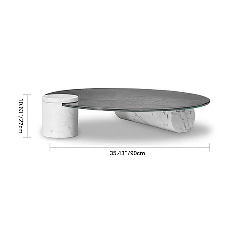 Round Coffee Table with Glass Top and Abstract Legs - Stylish & Fashionable Design for Living Room yw-198