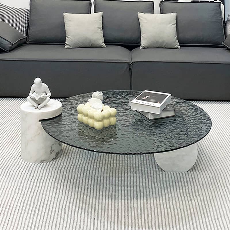 Round Coffee Table with Glass Top and Abstract Legs - Stylish & Fashionable Design for Living Room yw-198