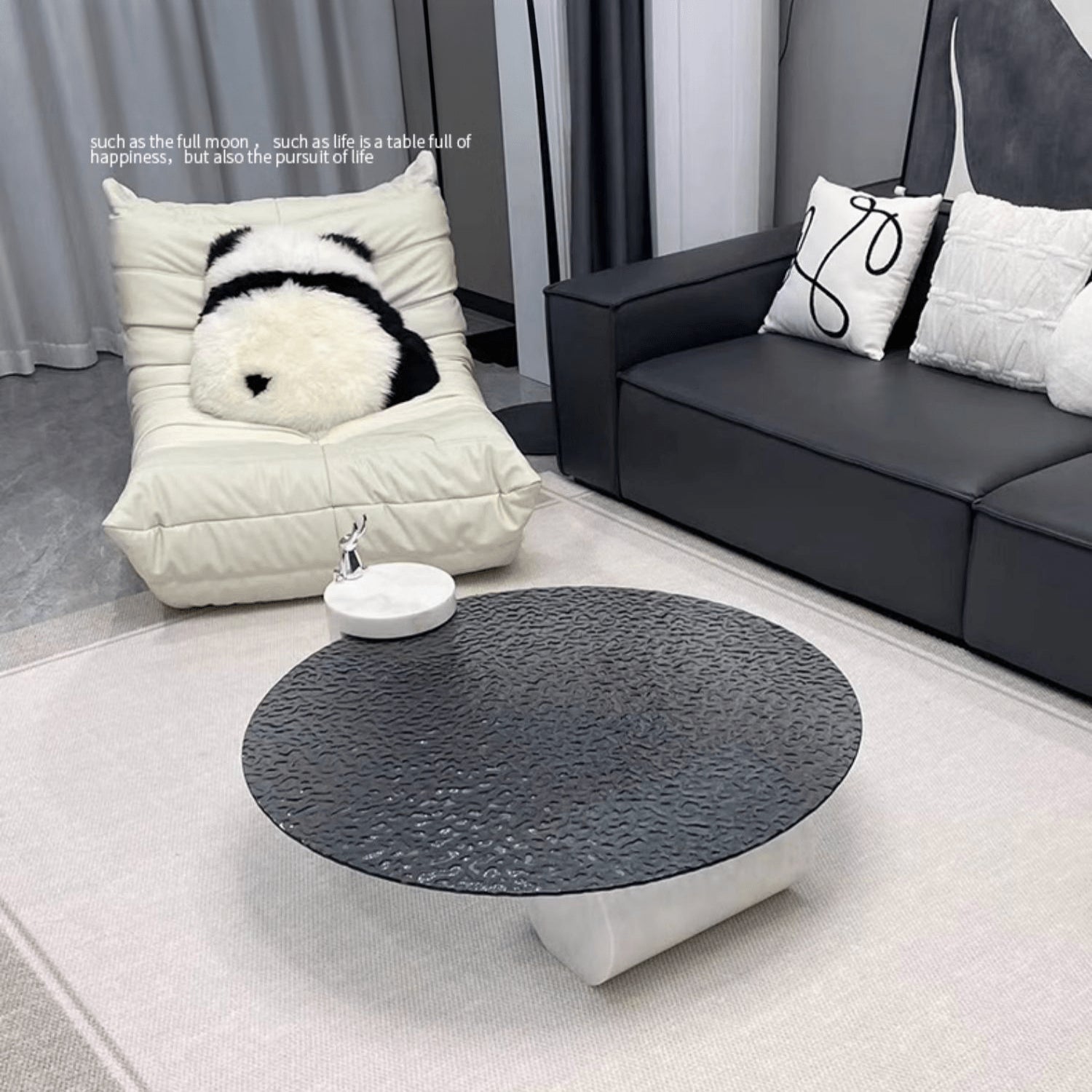 Round Coffee Table with Glass Top and Abstract Legs - Stylish & Fashionable Design for Living Room yw-198